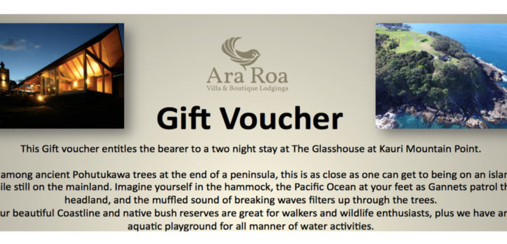 Gift Vouchers at Ara Roa