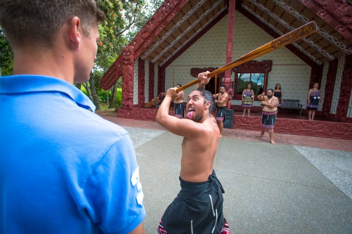 A Maori Marae or meeting house at the Waitangi Treaty grounds